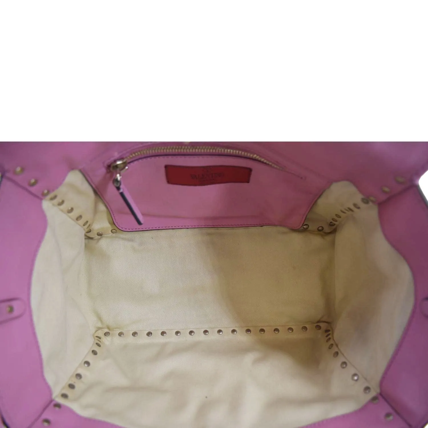 VALENTINO Trapeze Garavani Rockstud Leather Shopping Tote Bag Pink