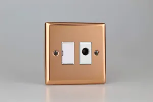 Varilight Classic Polished Copper 13A Unswitched Fused Spur   Flex Outlet with White Insert
