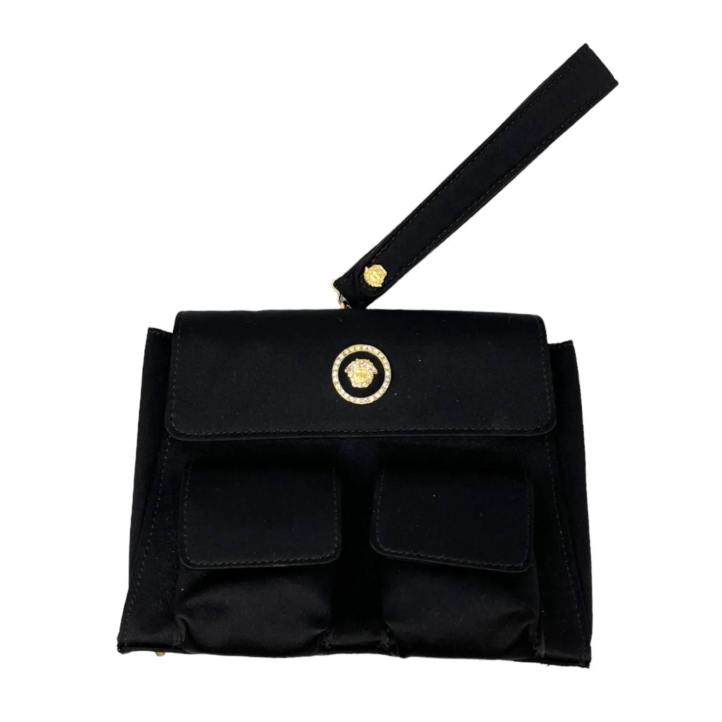 Versace Black Satin Evening Bag