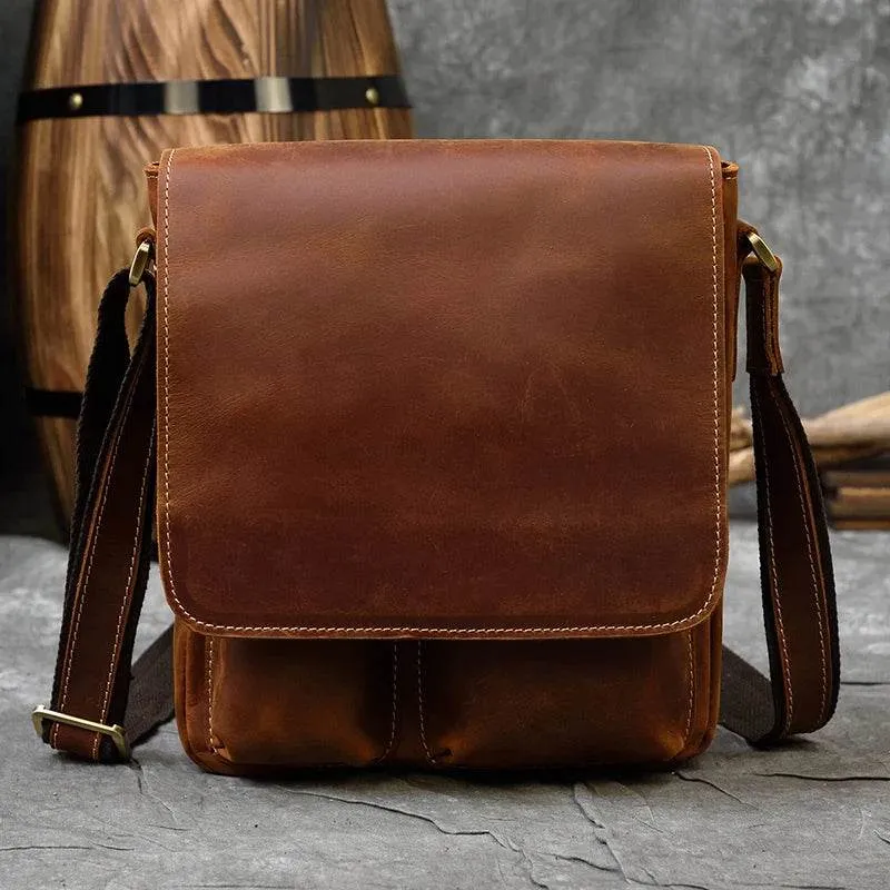 Vintage Genuine Leather Men’s Shoulder Sling Crossbody Bag