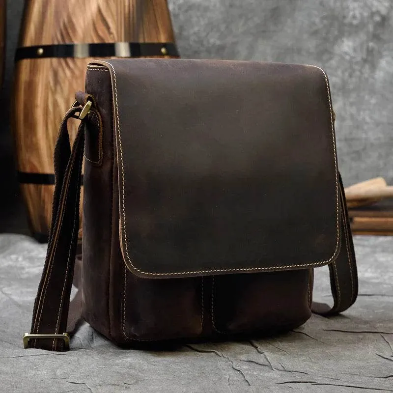Vintage Genuine Leather Men’s Shoulder Sling Crossbody Bag