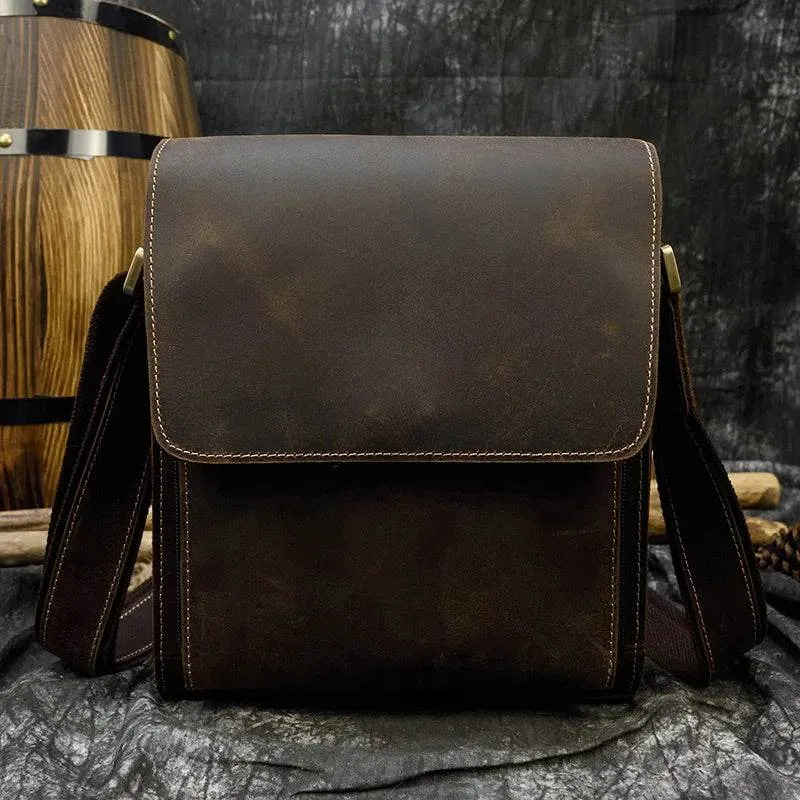 Vintage Genuine Leather Men’s Shoulder Sling Crossbody Bag