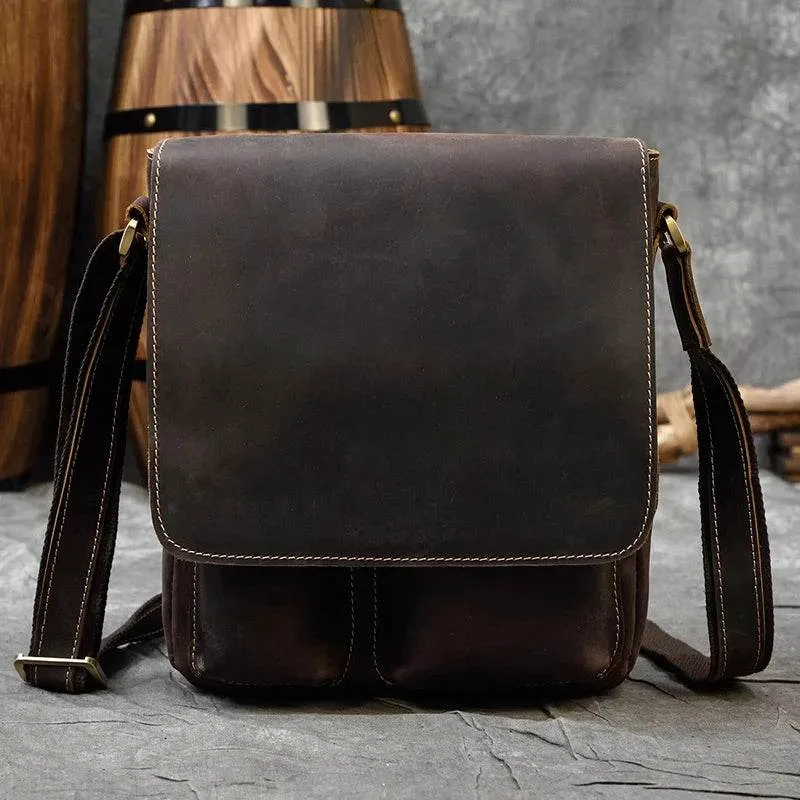 Vintage Genuine Leather Men’s Shoulder Sling Crossbody Bag