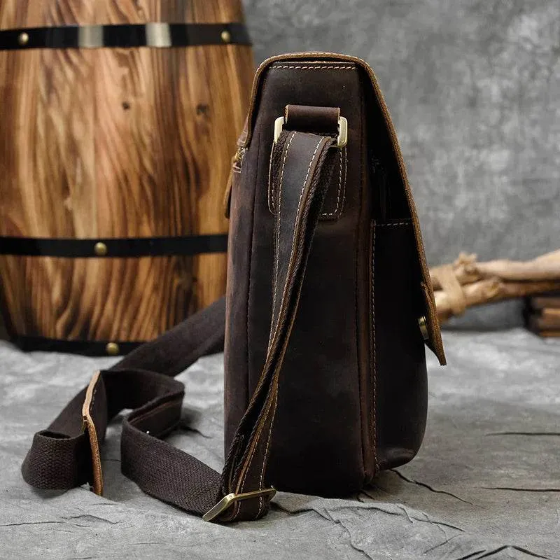 Vintage Genuine Leather Men’s Shoulder Sling Crossbody Bag