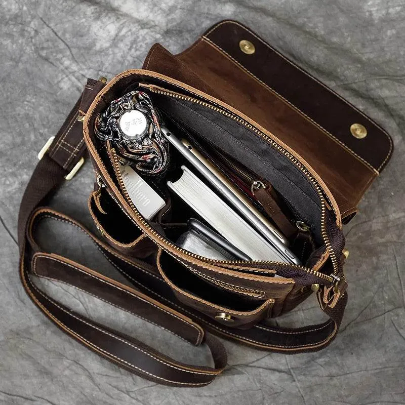 Vintage Genuine Leather Men’s Shoulder Sling Crossbody Bag