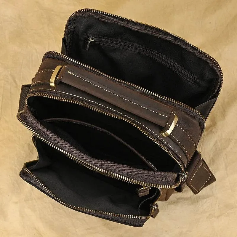 Vintage Leather Shoulder Bag – Men's Crossbody Messenger Bag
