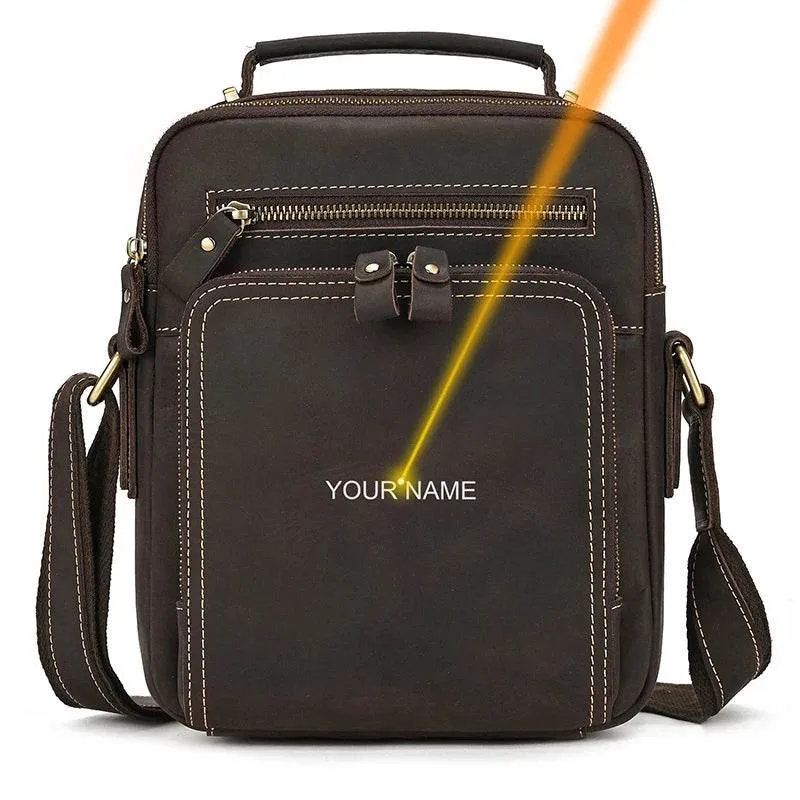 Vintage Leather Shoulder Bag – Men's Crossbody Messenger Bag
