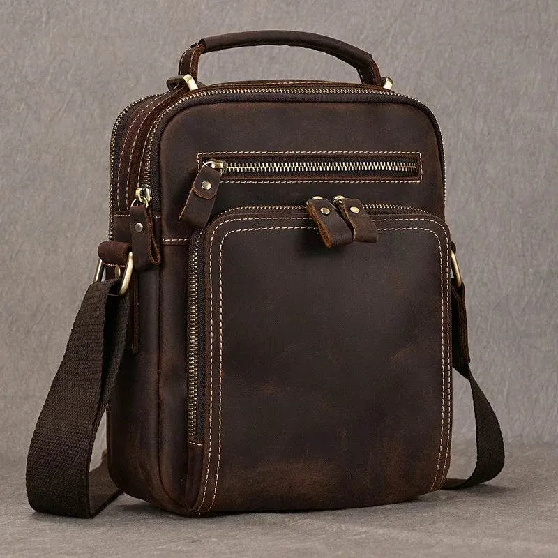 Vintage Leather Shoulder Bag – Men's Crossbody Messenger Bag