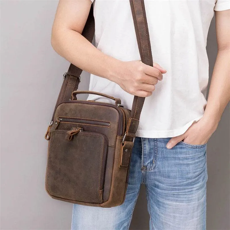Vintage Leather Shoulder Bag – Men's Crossbody Messenger Bag