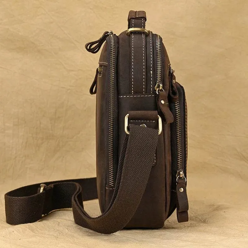 Vintage Leather Shoulder Bag – Men's Crossbody Messenger Bag
