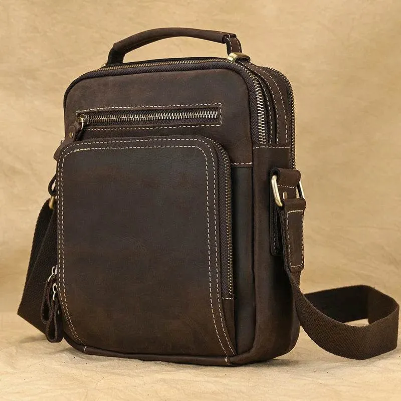 Vintage Leather Shoulder Bag – Men's Crossbody Messenger Bag