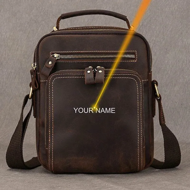 Vintage Leather Shoulder Bag – Men's Crossbody Messenger Bag