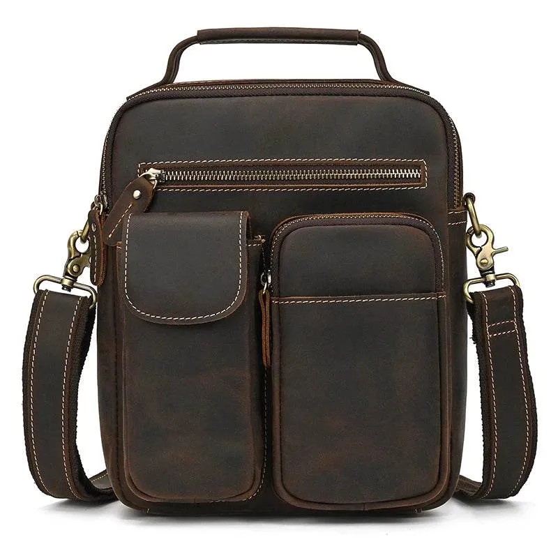 Vintage Leather Shoulder Bag – Men's Crossbody Messenger Bag
