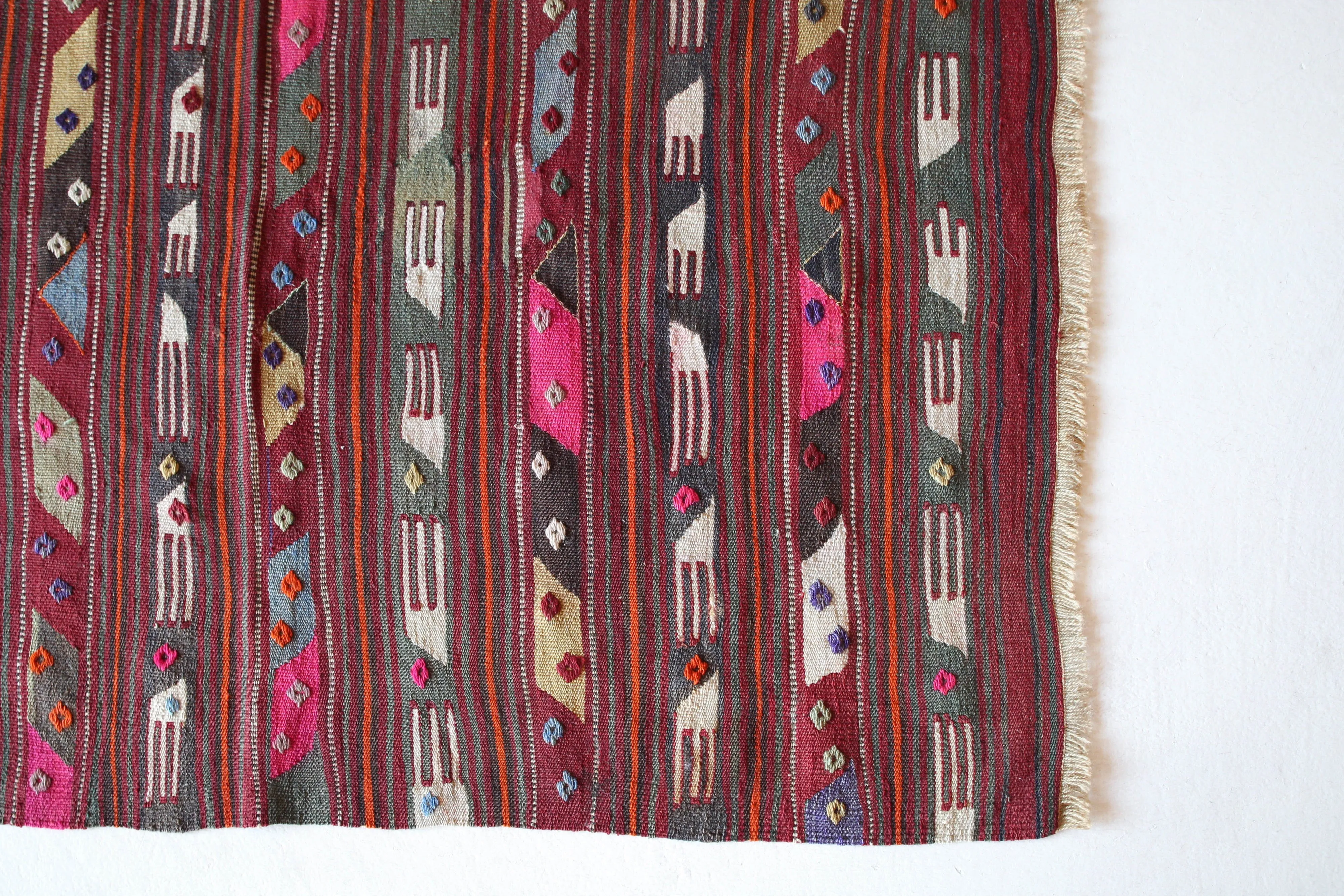 Vintage Mini Turkish Kilim Rug 3'3"x3'10"