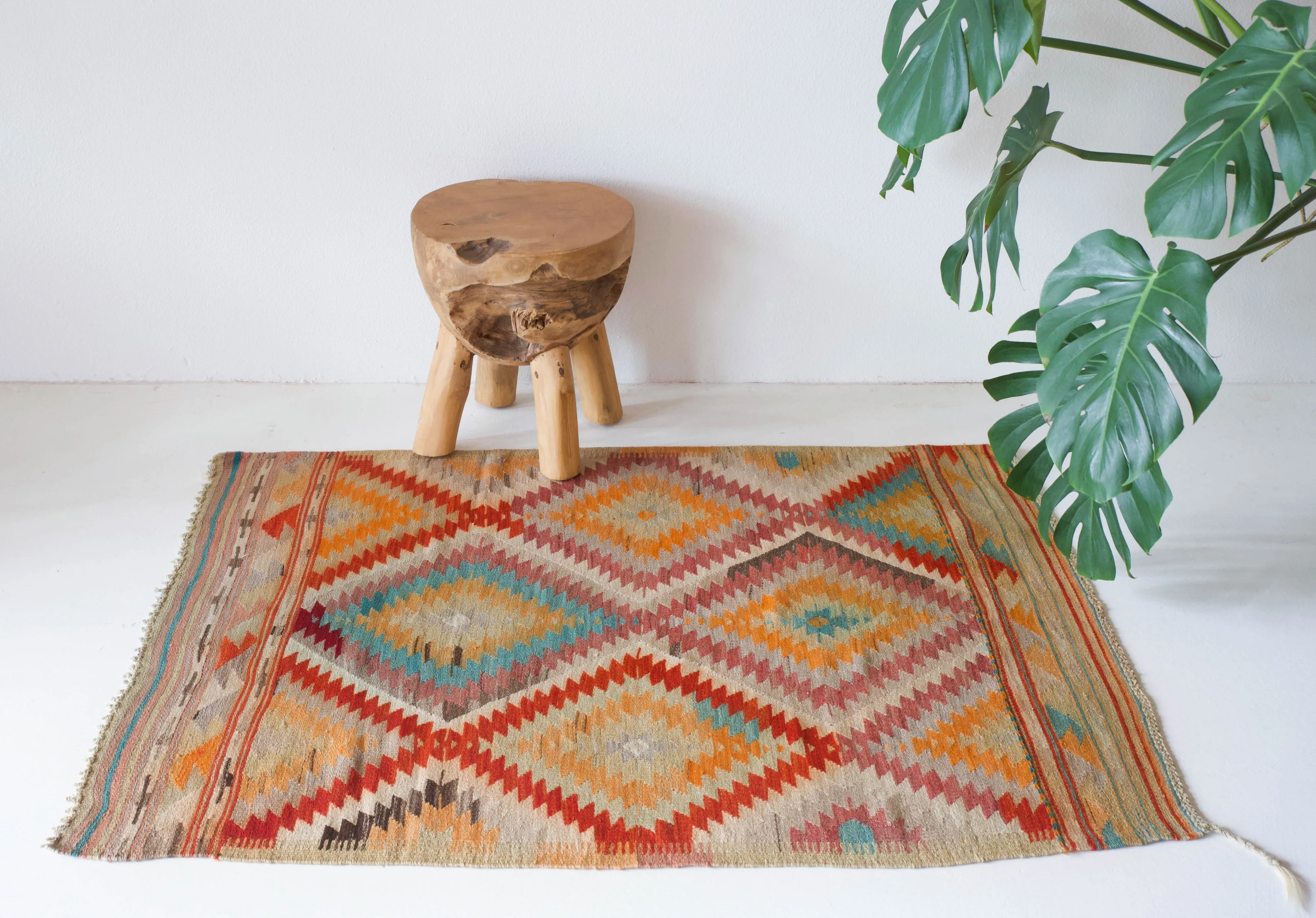 Vintage Mini Turkish Kilim Rug 3'3"x4'6"