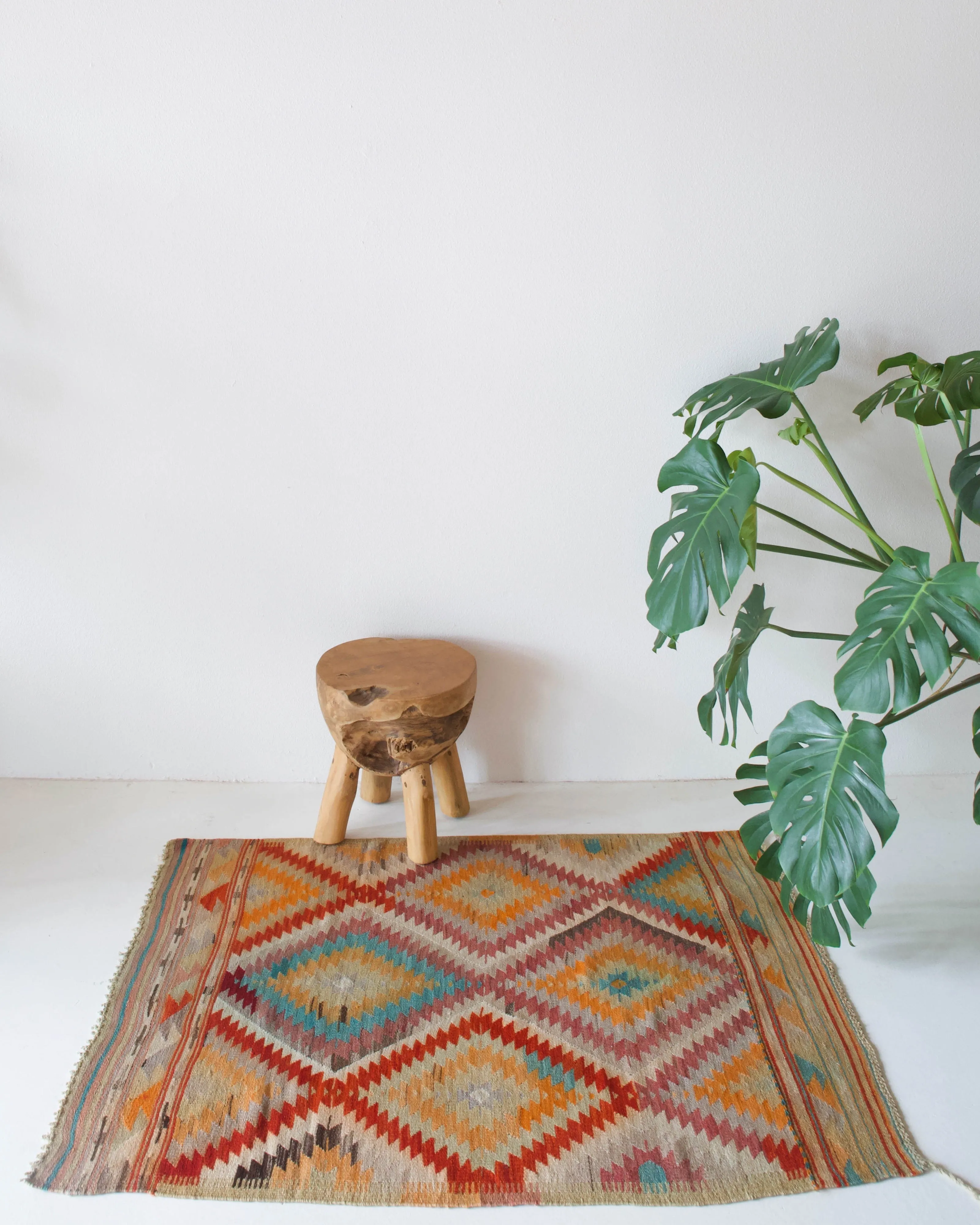 Vintage Mini Turkish Kilim Rug 3'3"x4'6"