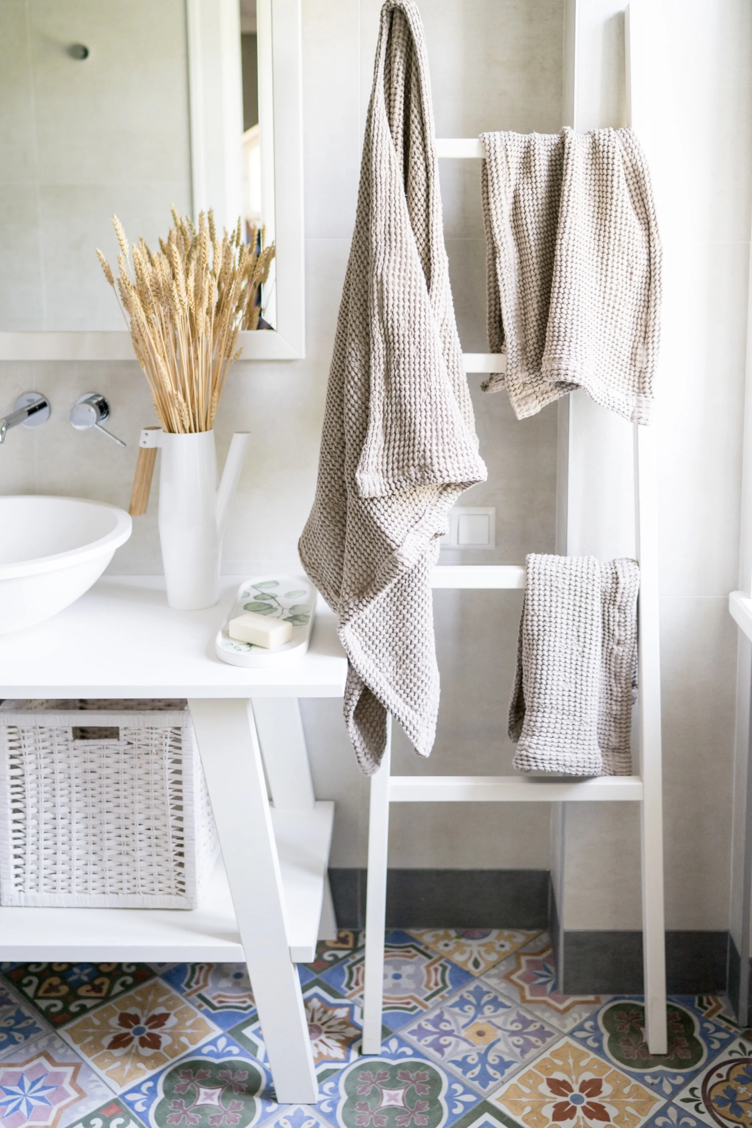 Waffle bath towels