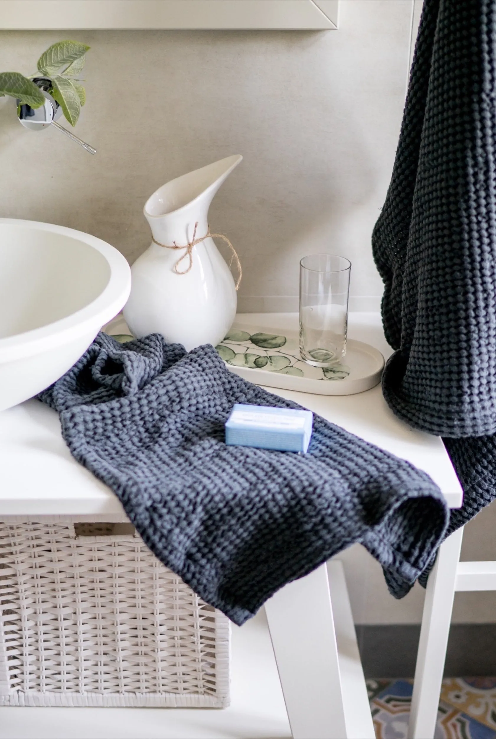 Waffle bath towels