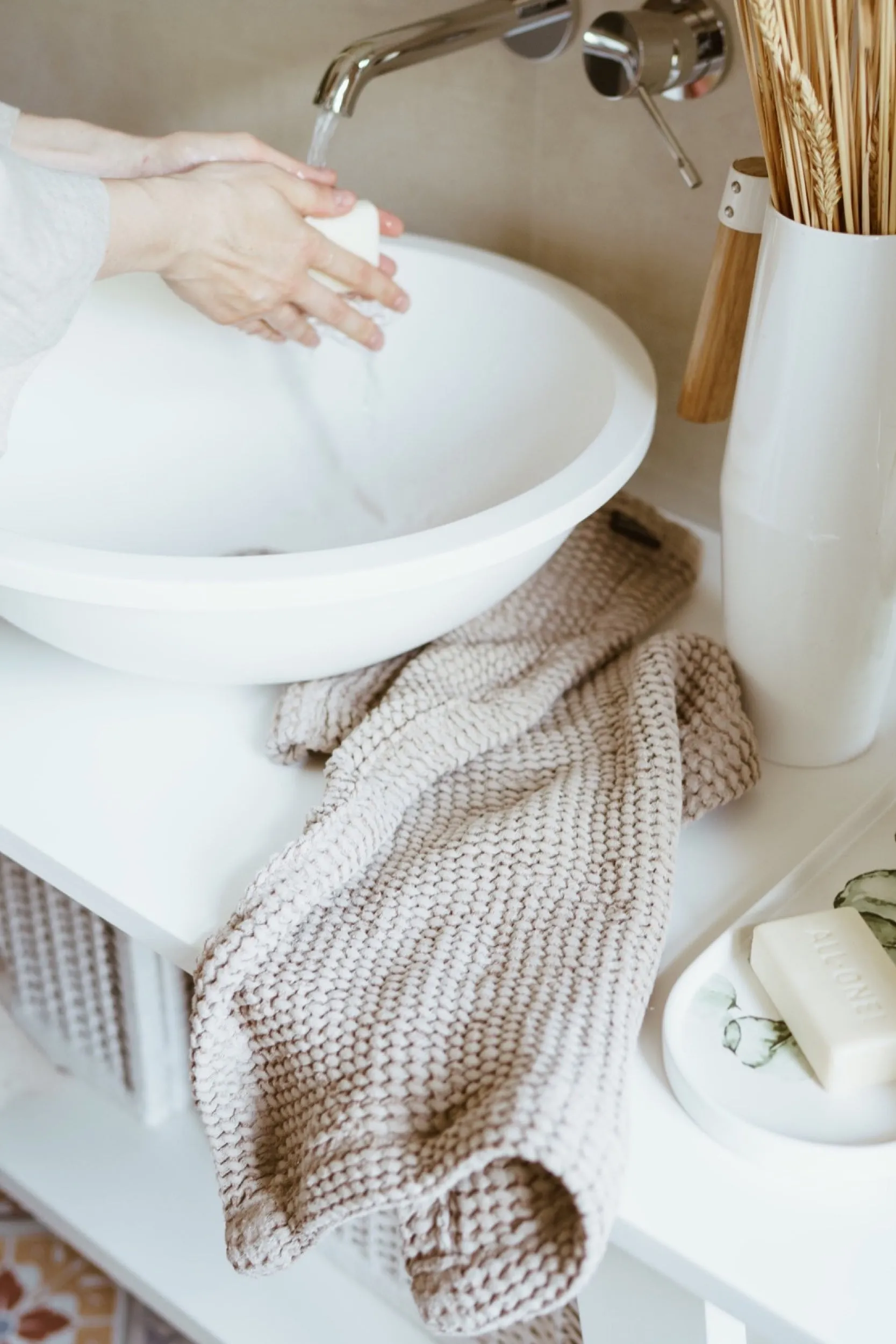 Waffle bath towels