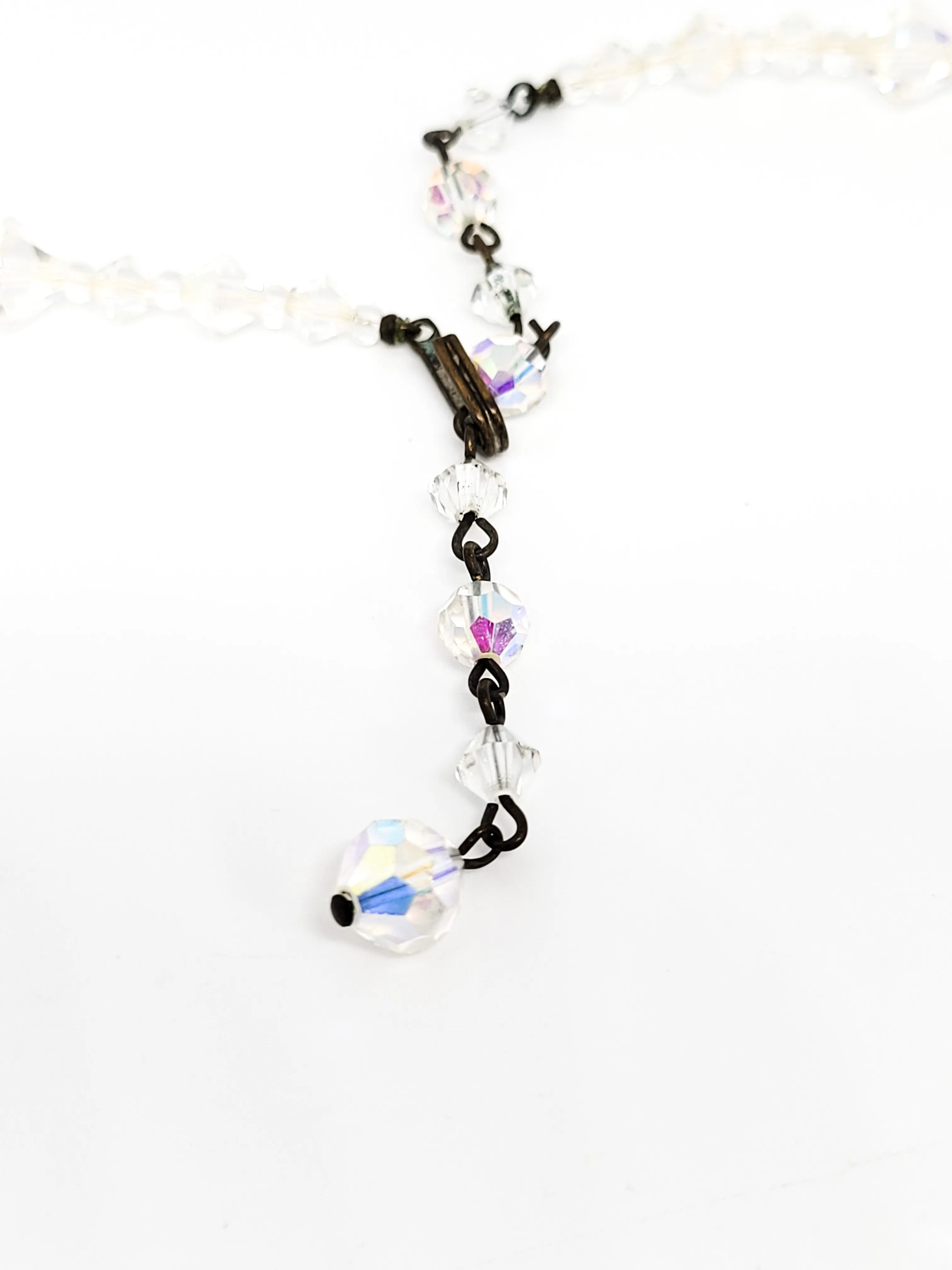Waterfall Austrian crystal rainbow aurora borealis vintage bib necklace