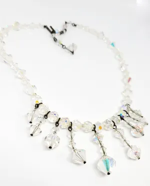 Waterfall Austrian crystal rainbow aurora borealis vintage bib necklace