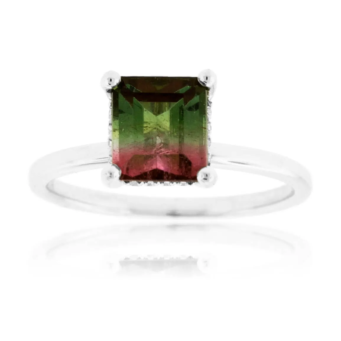 Watermelon Tourmaline & Diamond Accented Ring