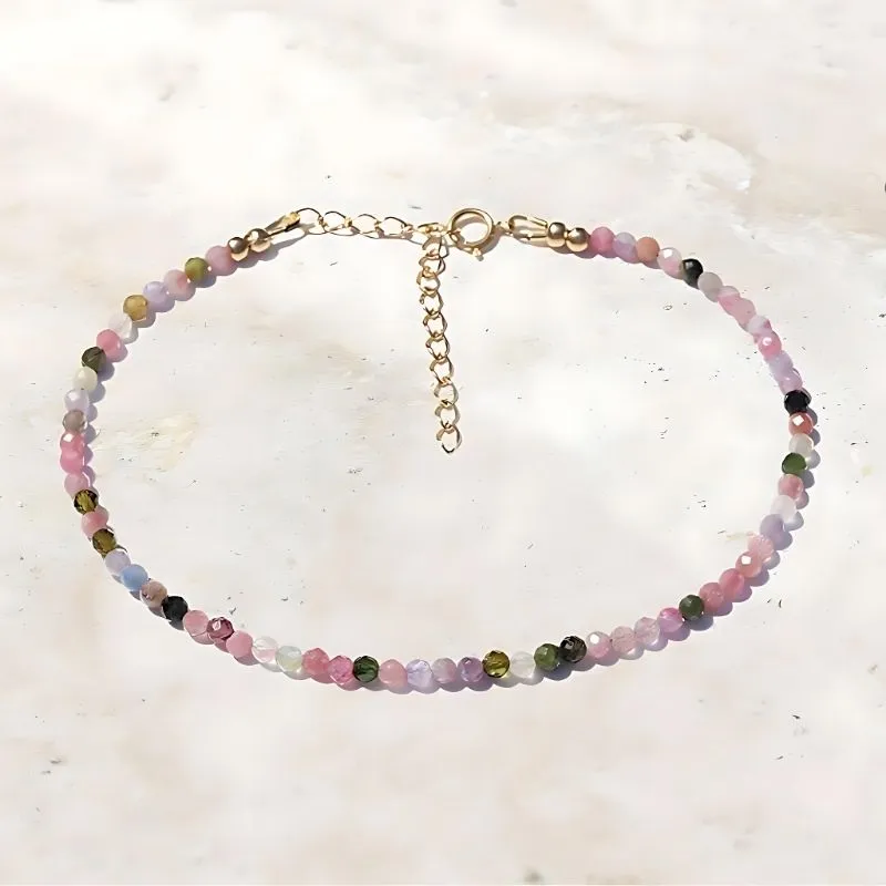 Watermelon Tourmaline Luxury Anklet