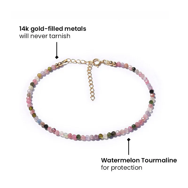 Watermelon Tourmaline Luxury Anklet