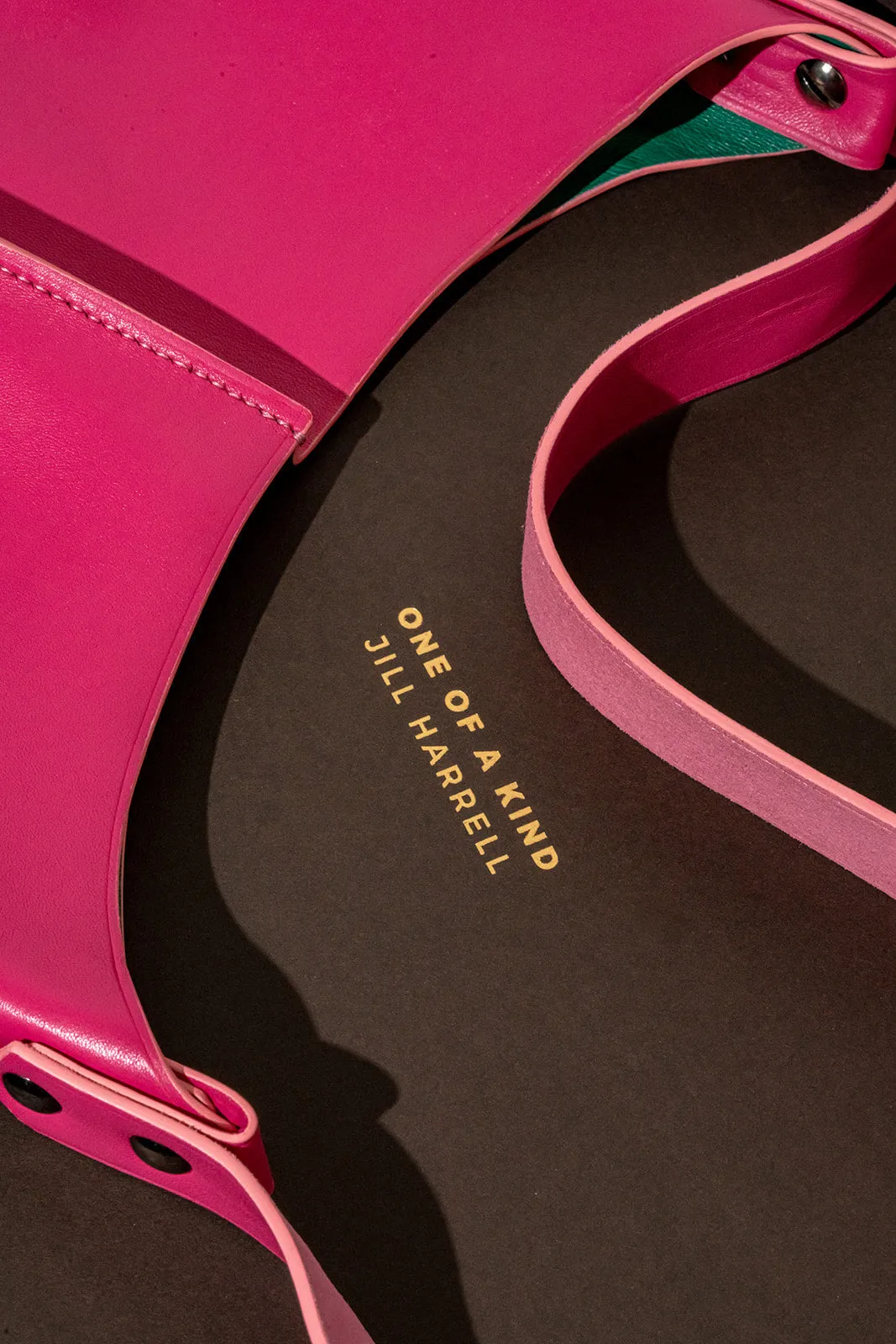 Wedge handbag - French lamb leather in Fuchsia pink - Luxury edition *06