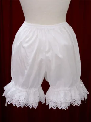 White Cotton Lolita Bloomers Hollow Trim Bow Ribbon