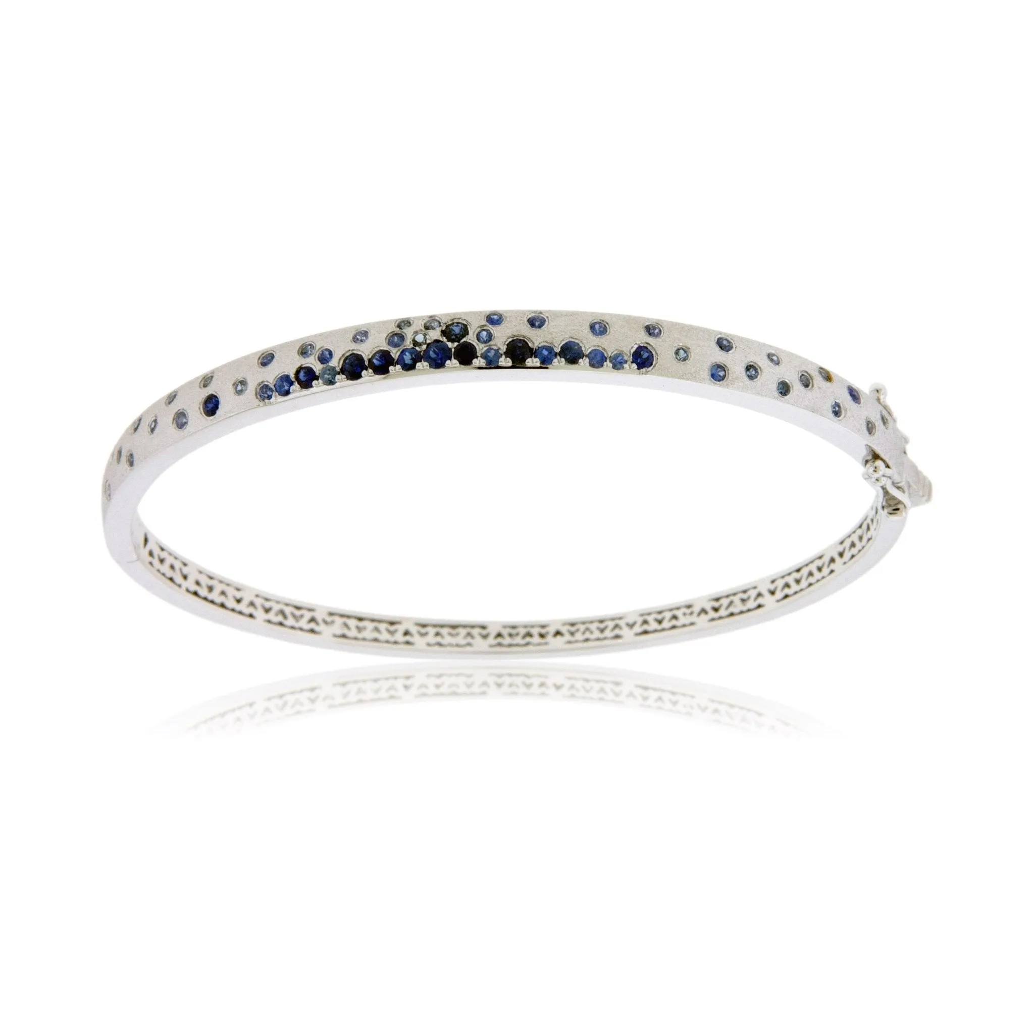 White Gold Satin Finish Flush Set Sapphire Bracelet