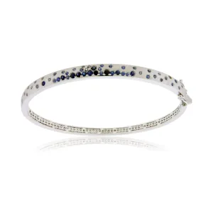 White Gold Satin Finish Flush Set Sapphire Bracelet