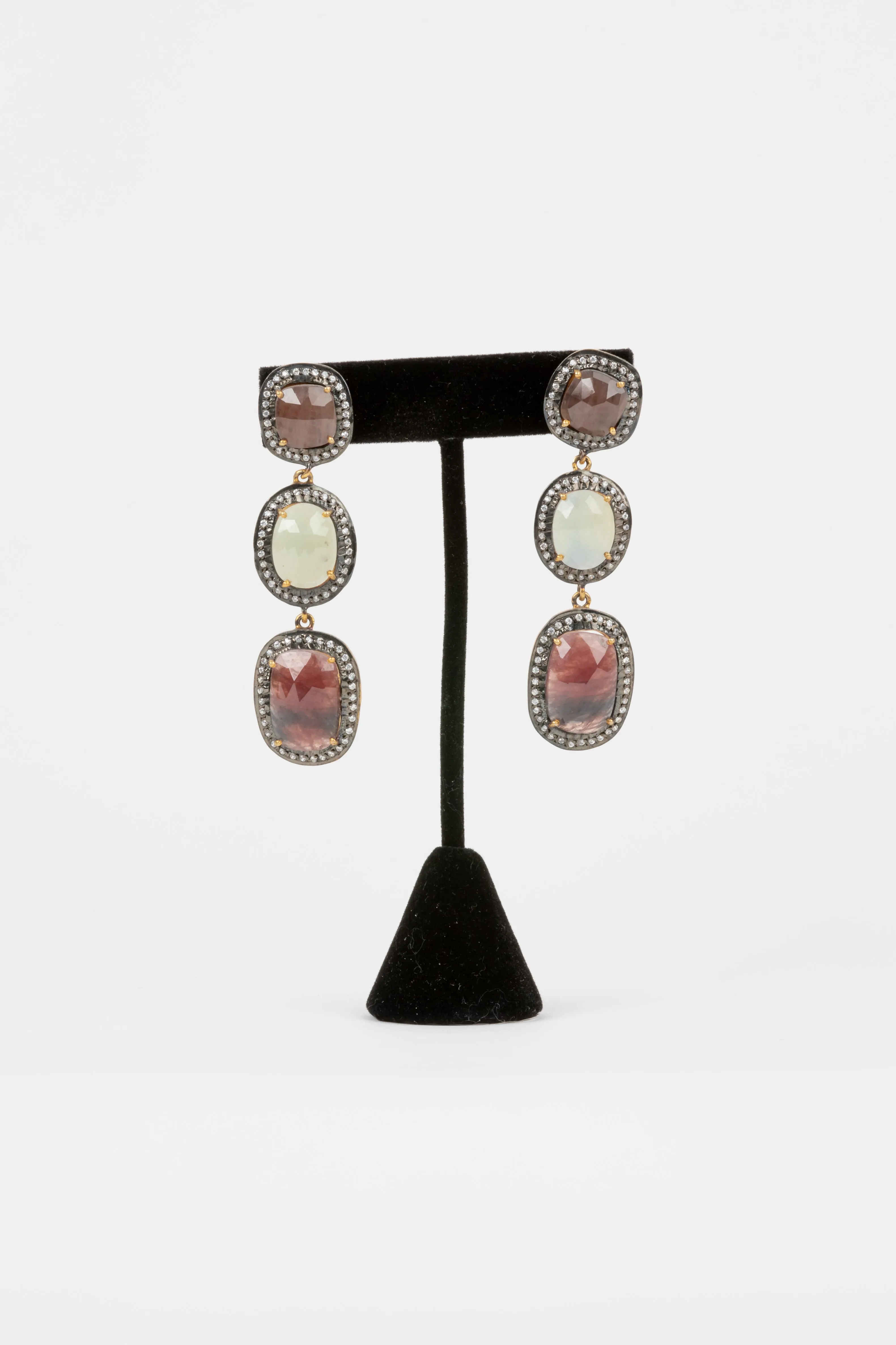 White Topaz, Sapphire Earrings