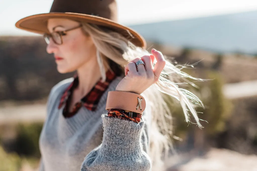 Wide Rawhide Stitched Cuff