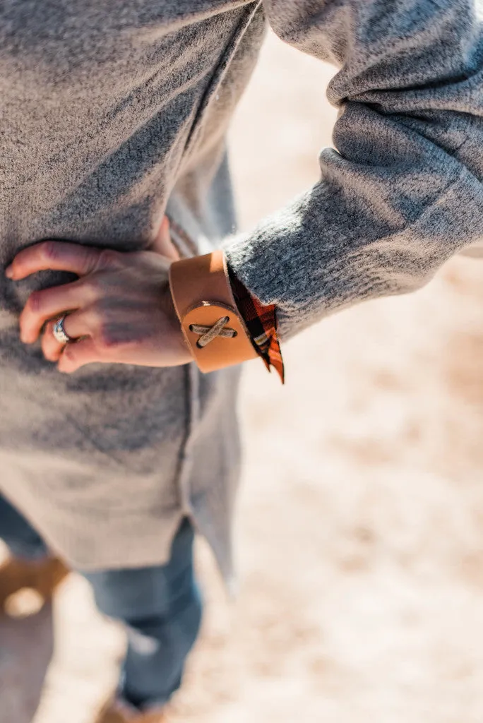 Wide Rawhide Stitched Cuff