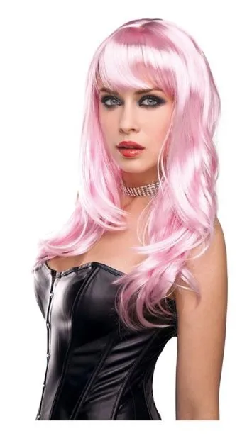 Wig with Bangs Baby Pink