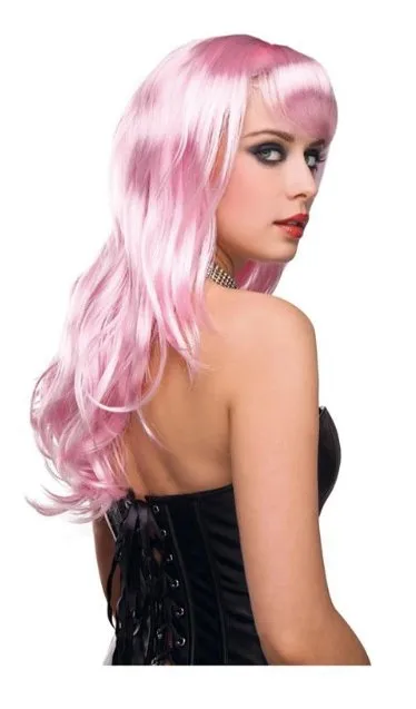 Wig with Bangs Baby Pink