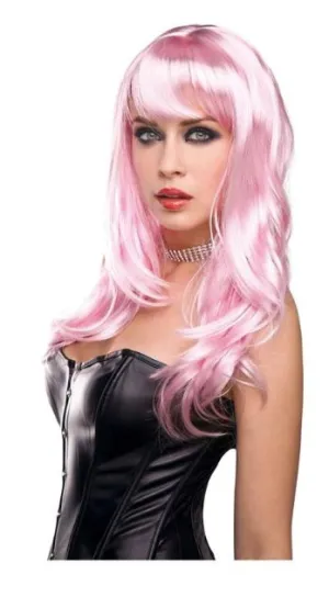 Wig with Bangs Baby Pink