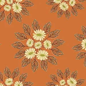 Winged Garden Graceful Floral Sunlit Siesta Orange Fabric A-1069-O