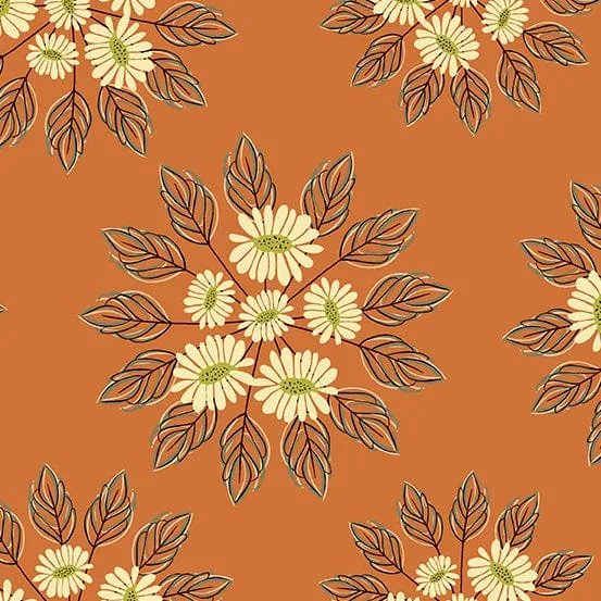 Winged Garden Graceful Floral Sunlit Siesta Orange Fabric A-1069-O