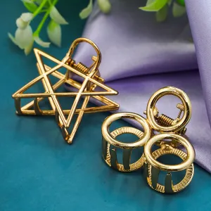 Women Set Of 2 Gold-Toned Embellished Claw Clips