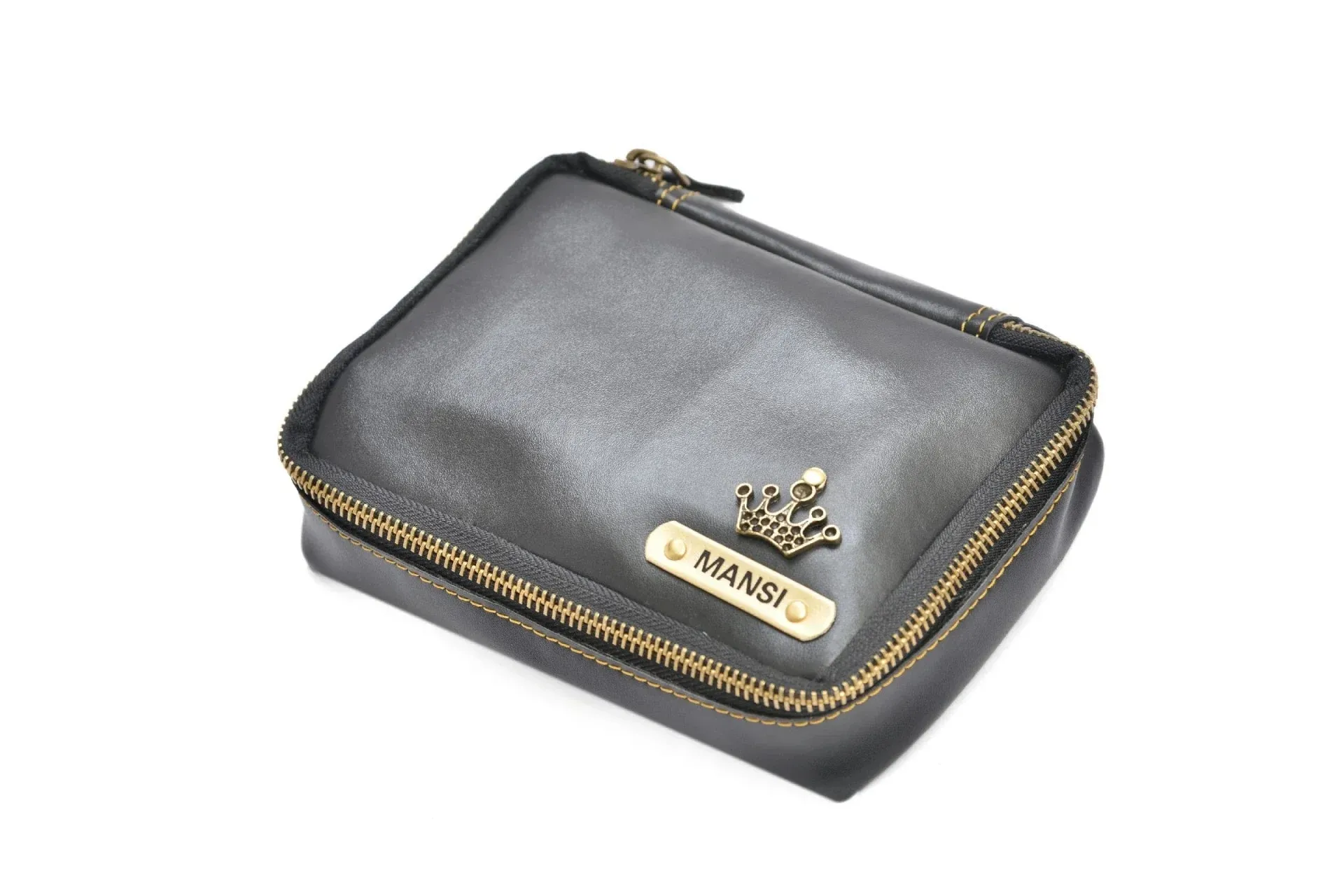 Women's Combo - Mini Makeup Kit & zip around lady Wallet (Black)