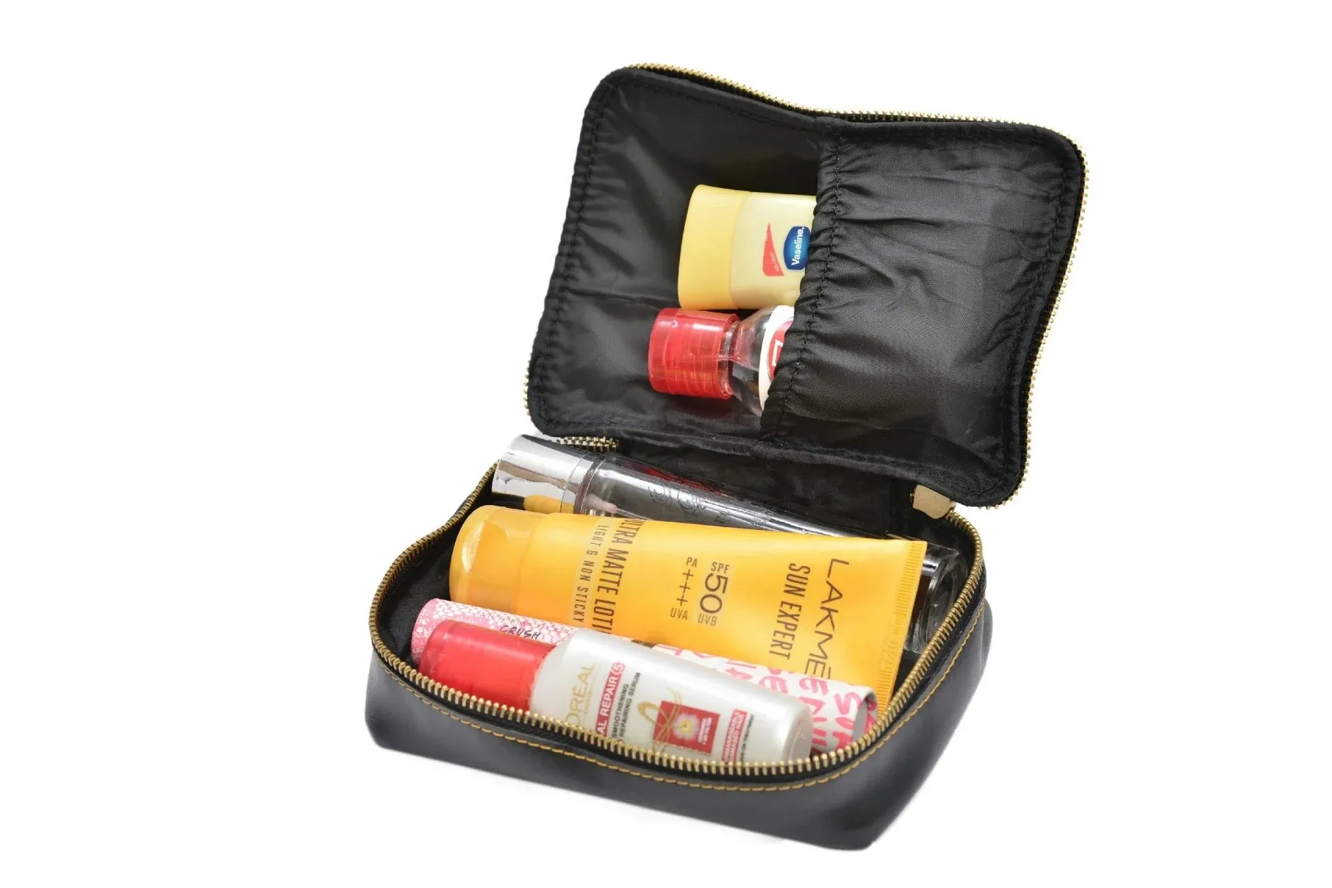 Women's Combo - Mini Makeup Kit & zip around lady Wallet (Black)