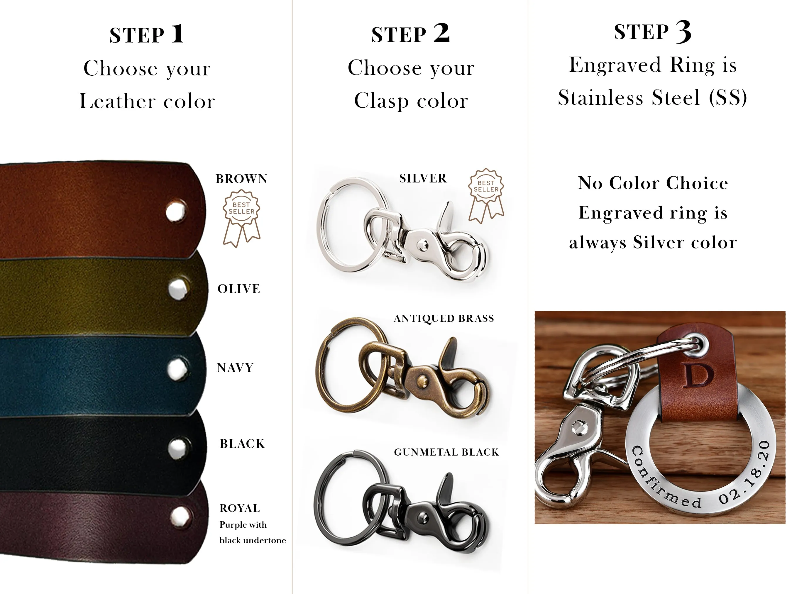 Womens Custom Leather Keychain Ring