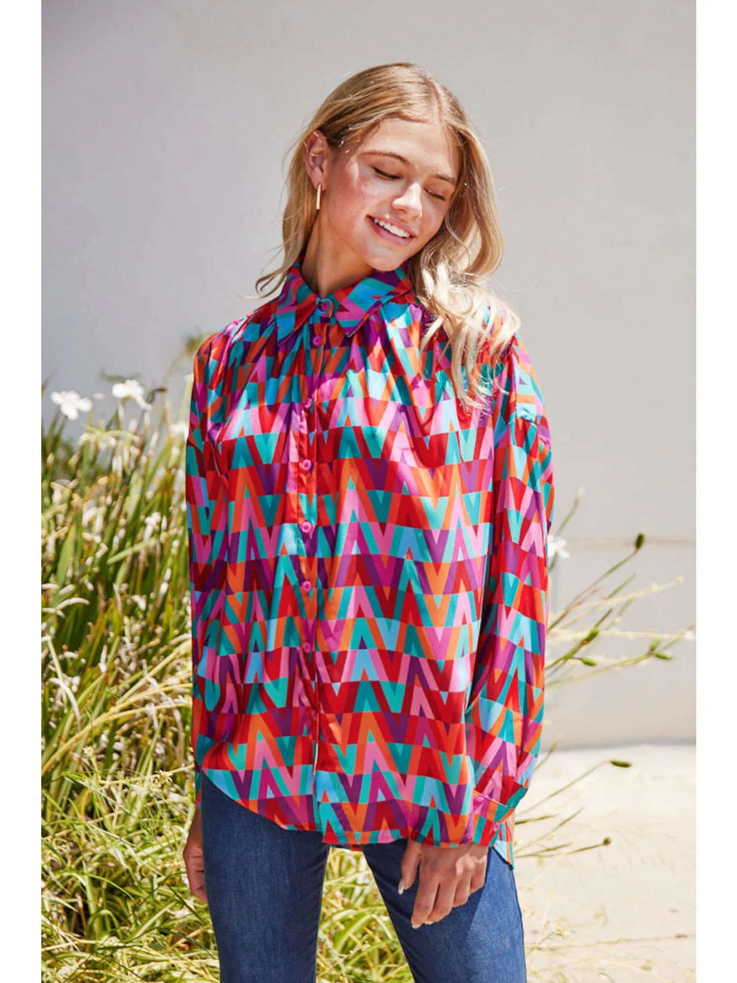 Zig Zag Abstract Printed Blouse